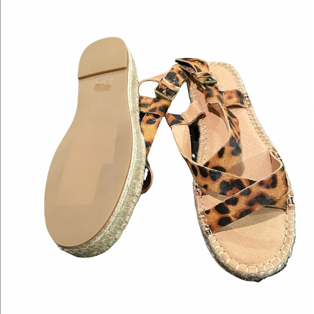 NEW  Madewell The Malia Espadrille Sandal Leopard Calf Hair Leather